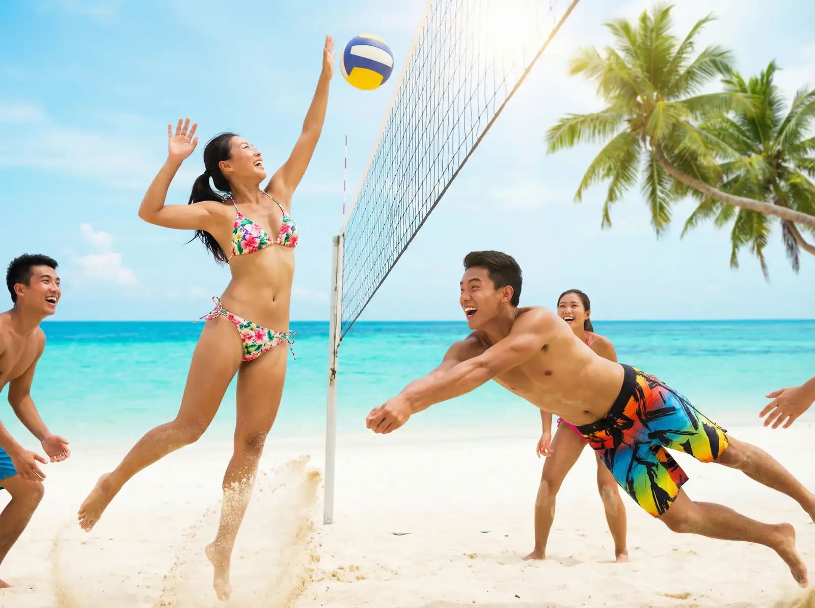 爱情岛_精华帖子_资源分享_爱情岛官网入口 嘉宾们在沙滩上打排球